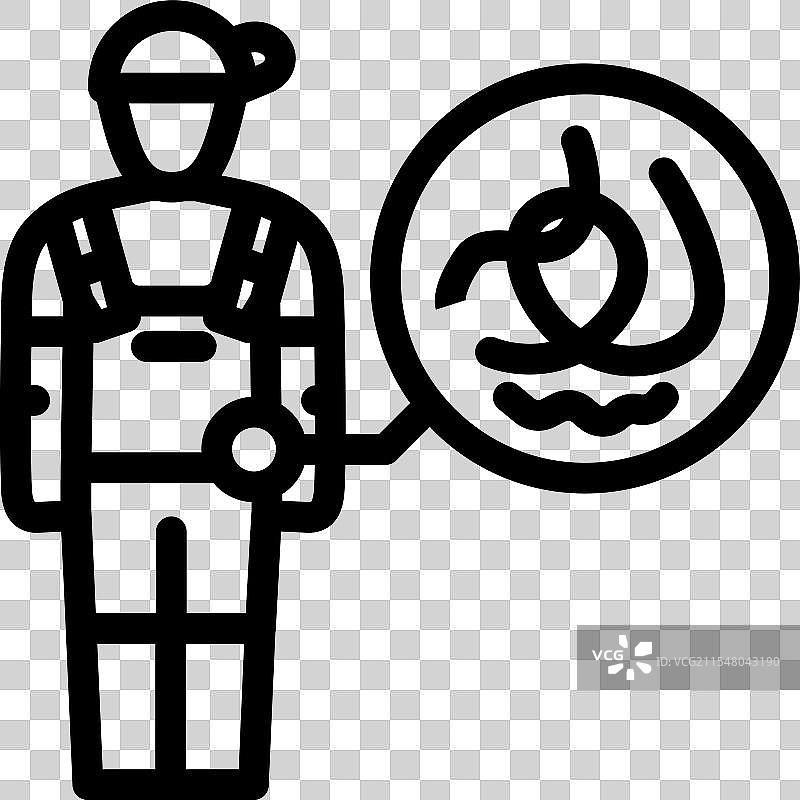 男孩与蠕虫的线条图标图片素材