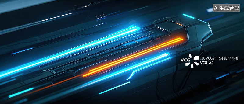 【AI数字艺术】光纤数据高速传输，科技脉冲能量流动图片素材