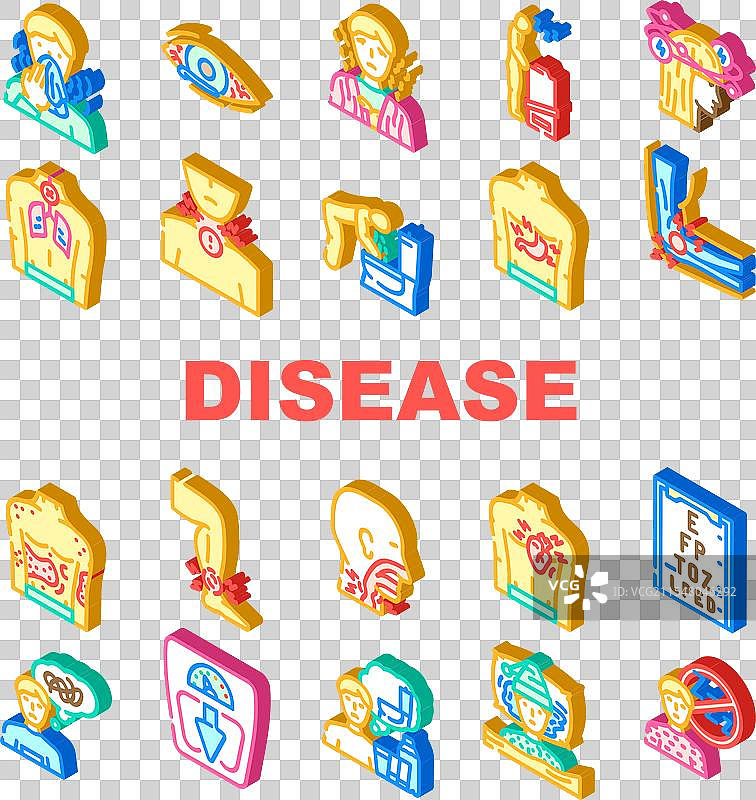 疾病症状：发热、咳嗽图标集图片素材