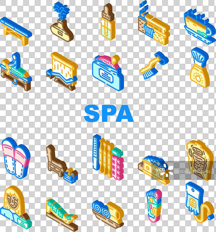 水疗疗法放松按摩图标集图片素材