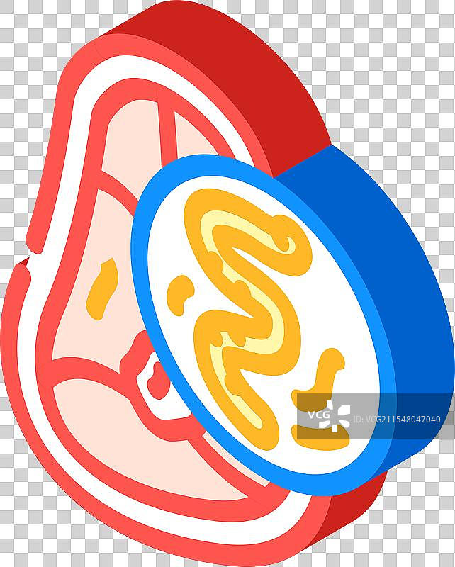 蠕虫肉寄生虫等距图标图片素材
