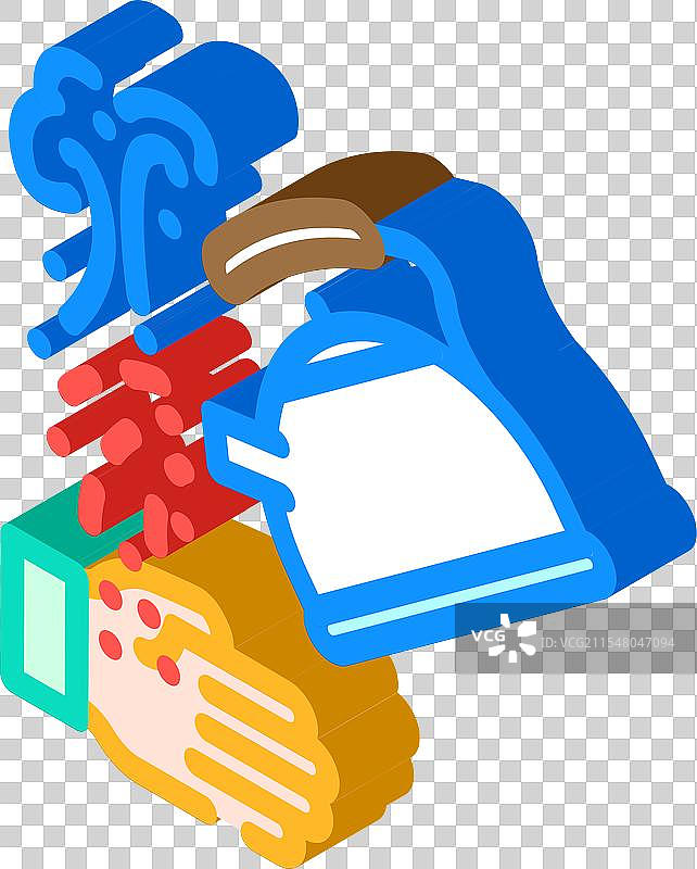 烫伤家庭事故伤害等距图标图片素材