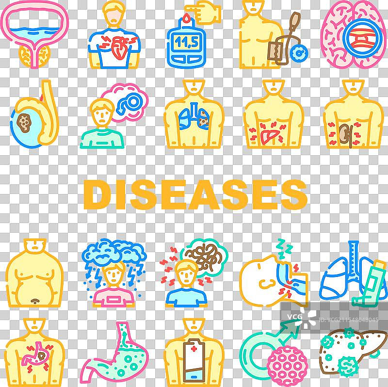 男性疾病前列腺癌图标集图片素材