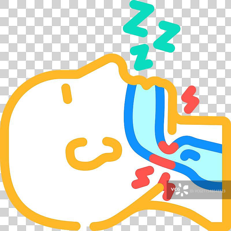 睡眠呼吸暂停症男性疾病彩色图标图片素材