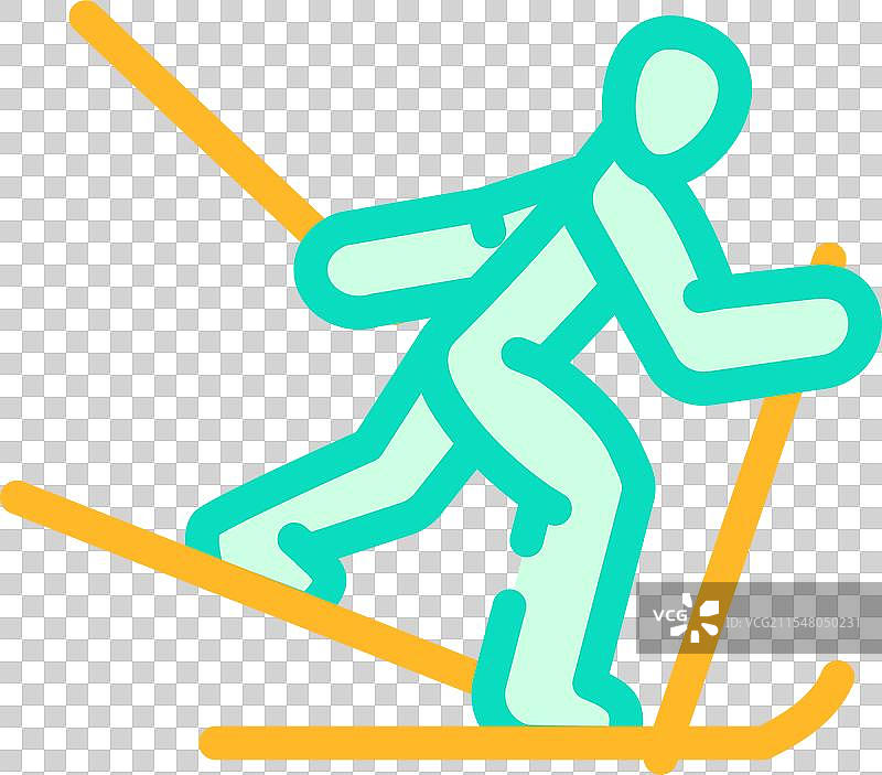 越野滑雪冬季运动彩色图标图片素材