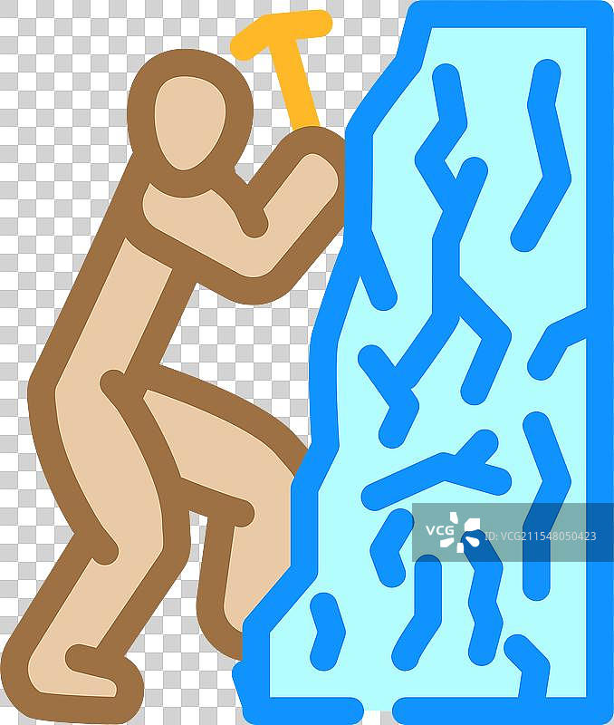 冰攀登冬季运动彩色图标图片素材