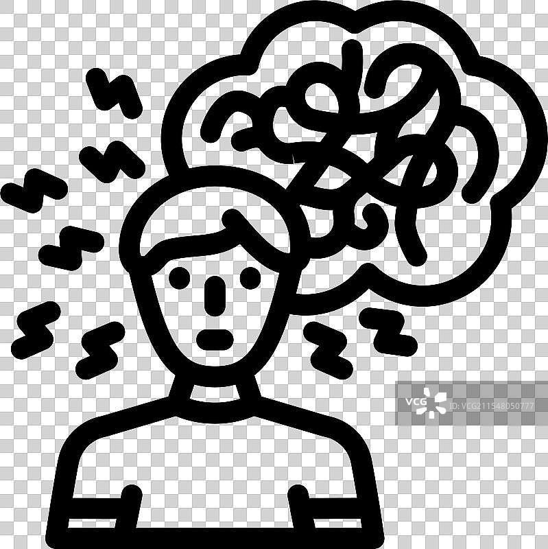焦虑男性疾病线条图标图片素材