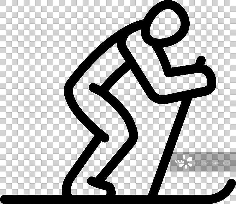 滑雪冬季运动线条图标图片素材