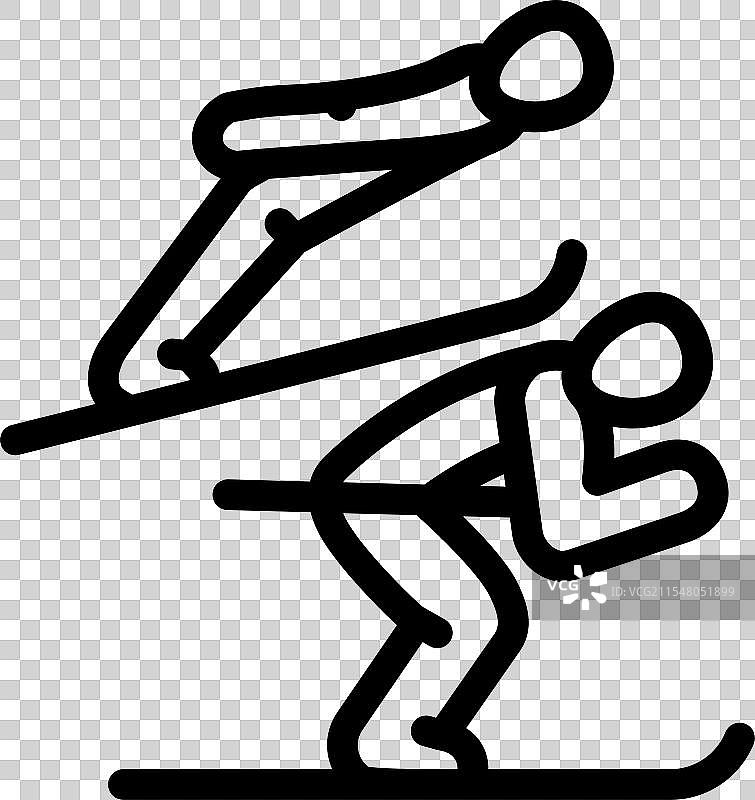 北欧联合冬季运动线条图标图片素材