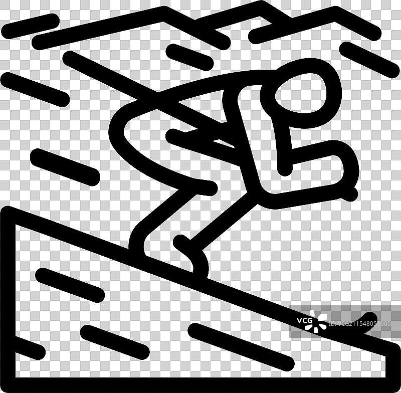 高山滑雪冬季运动线条图标图片素材