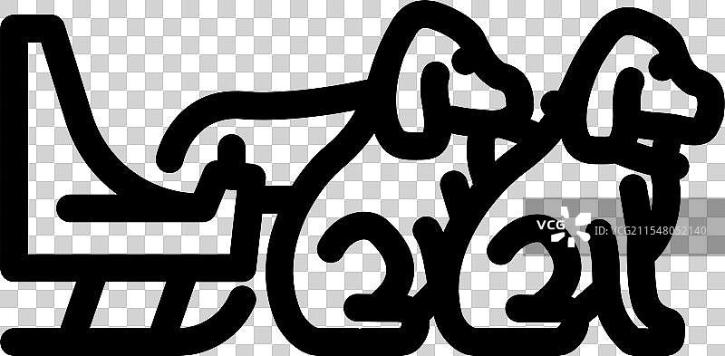 雪橇犬比赛冬季运动线条图标图片素材