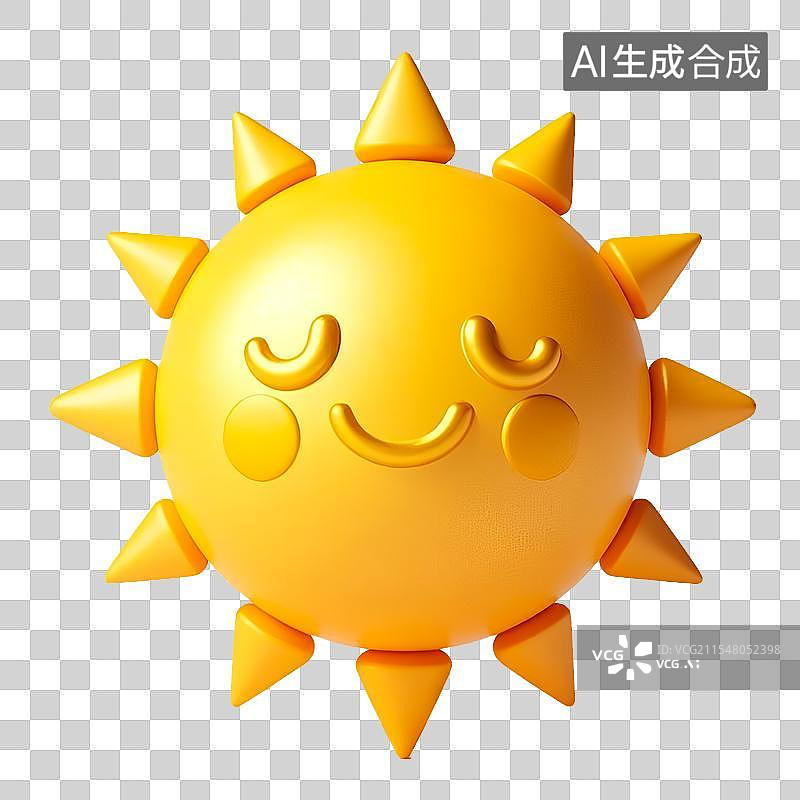 【AI数字艺术】可爱的3D卡通拟人表情太阳三维免扣元素图片素材