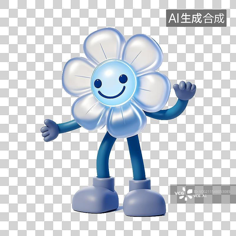 【AI数字艺术】3D花，卡通，透明，可爱的，拟人图片素材