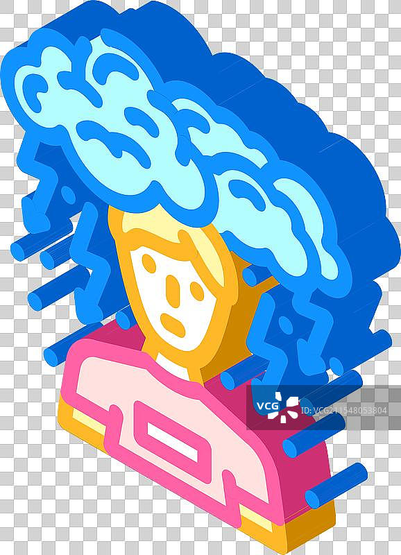 抑郁症男性疾病等距图标图片素材