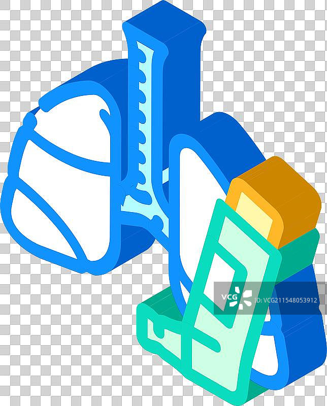 哮喘病男性等距图标图片素材