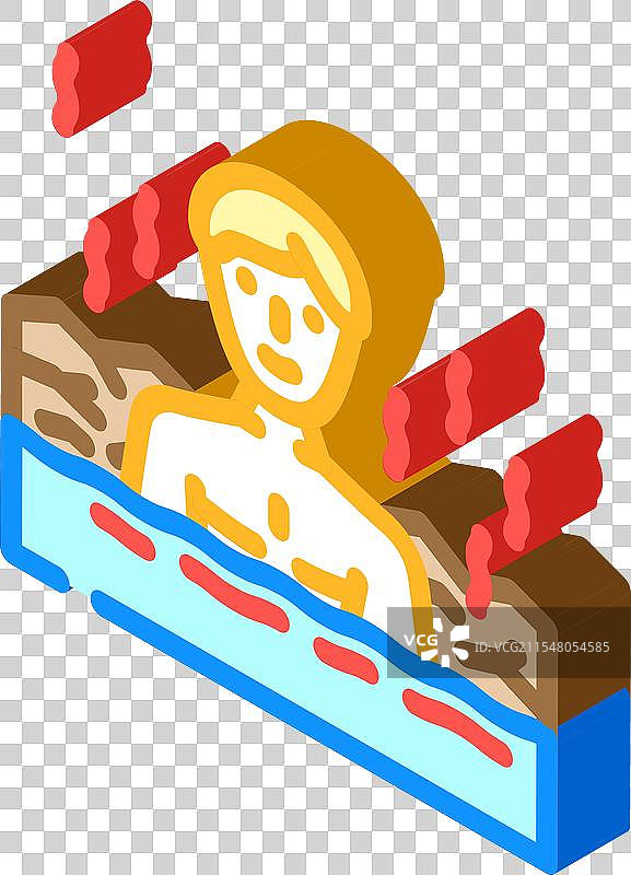 冬季温泉浸泡等距图标图片素材