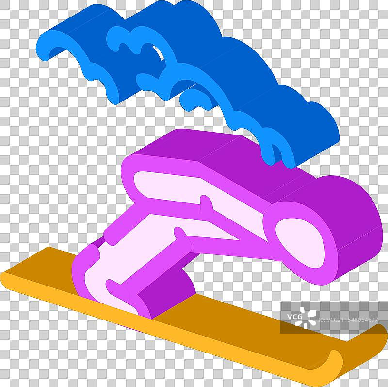 冬季运动滑雪跳跃等距图标图片素材