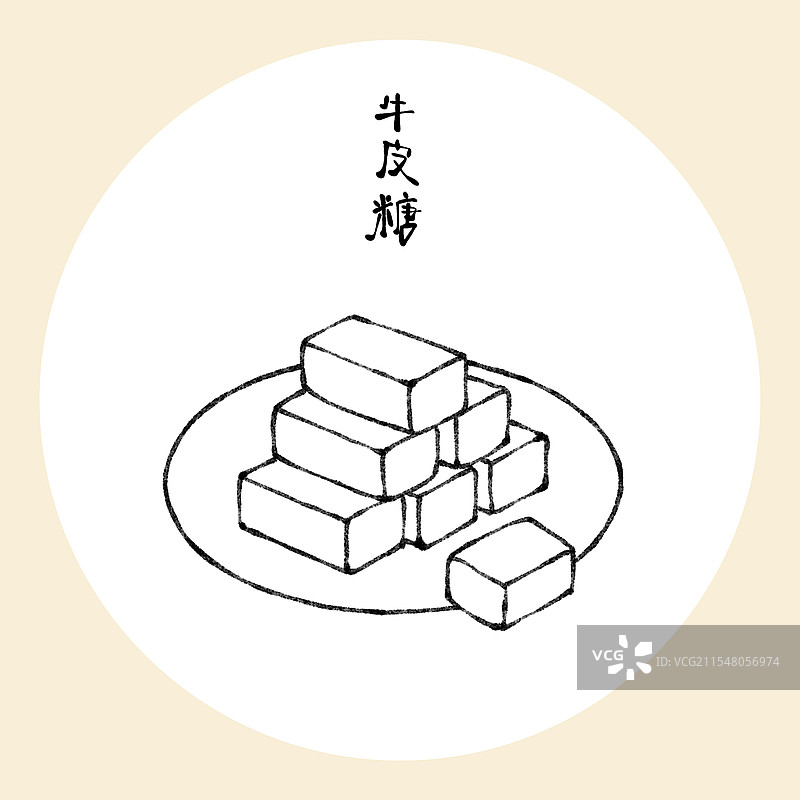 江苏扬州美食国风插画-牛皮糖图片素材