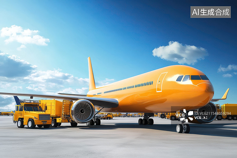 【AI数字艺术】橙色飞机整装待发图片素材