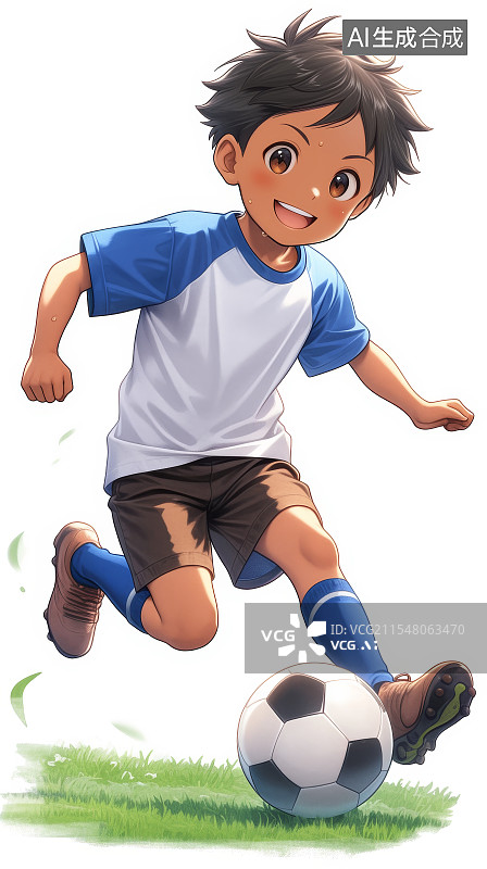 【AI数字艺术】小朋友踢足球图片素材