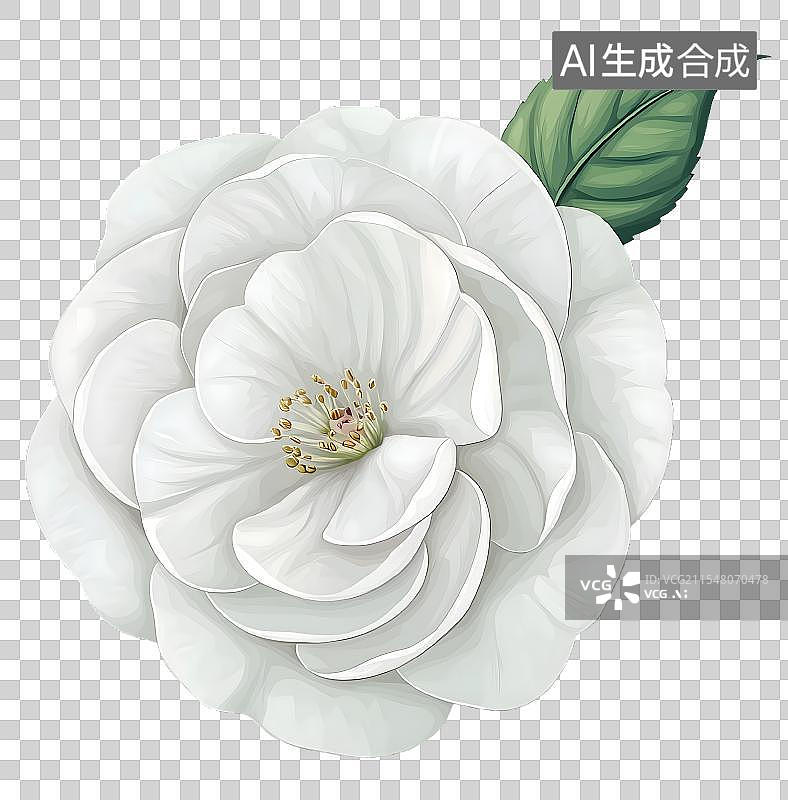 【AI数字艺术】手绘写实白色茶花图片素材
