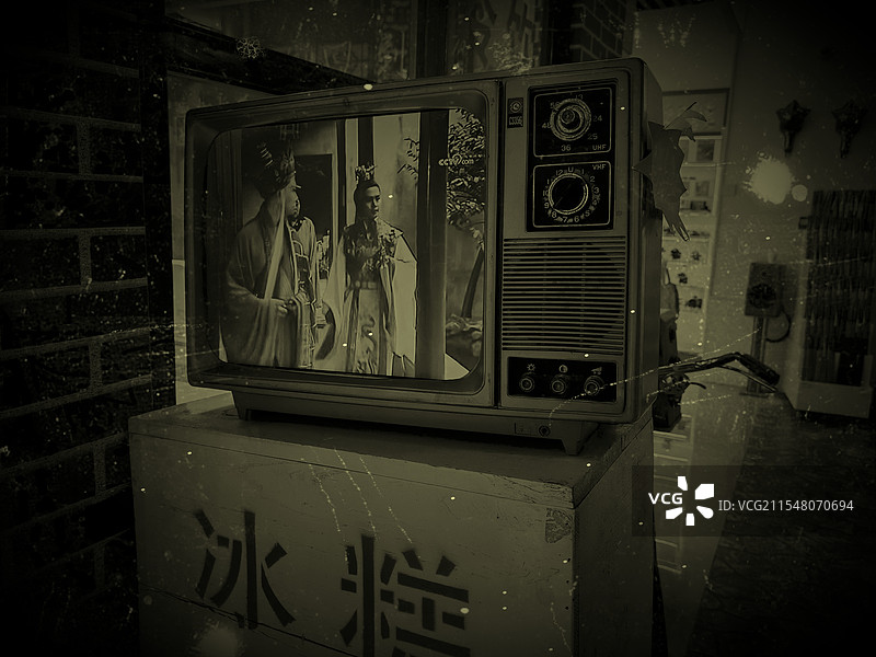 80年代黑白电视图片素材