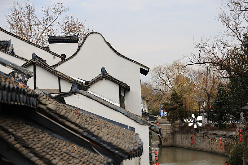 江南水乡上海嘉定州桥老街特写图片素材