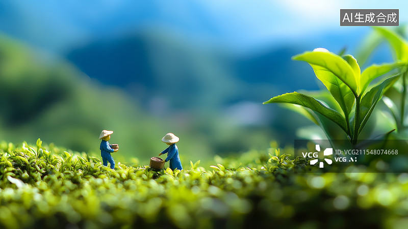 【AI数字艺术】微缩景观茶园图片素材