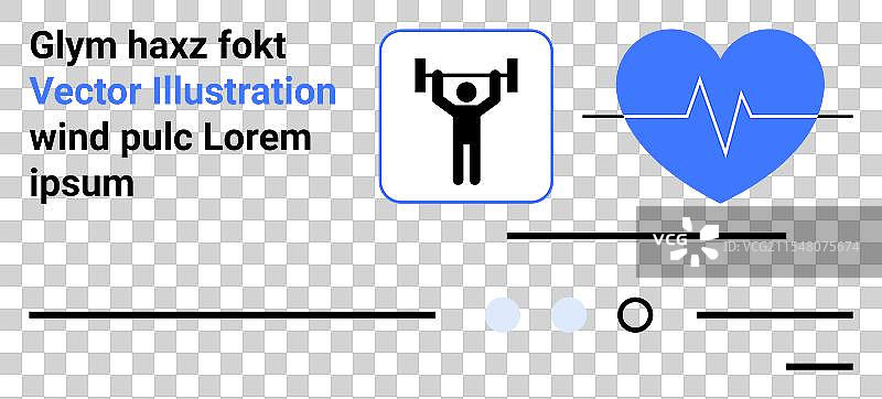 健身与健康概念，配有举重运动员图标图片素材
