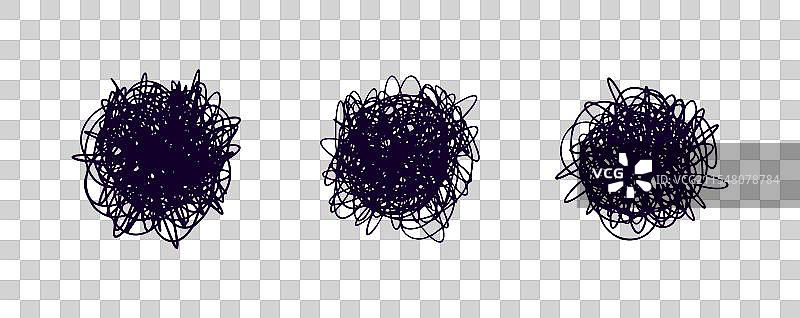 混乱与大脑线条涂鸦图标，压力与图片素材