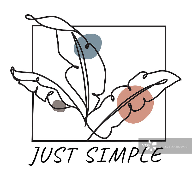 抽象的一笔画简单香蕉叶设计图片素材