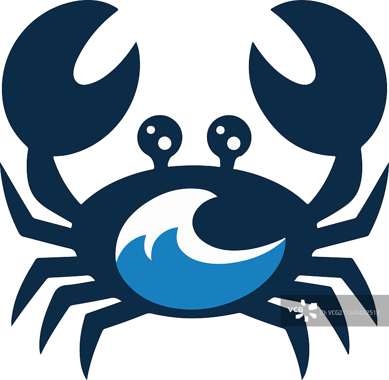 蓝色螃蟹卡通蓝色螃蟹标志图片素材
