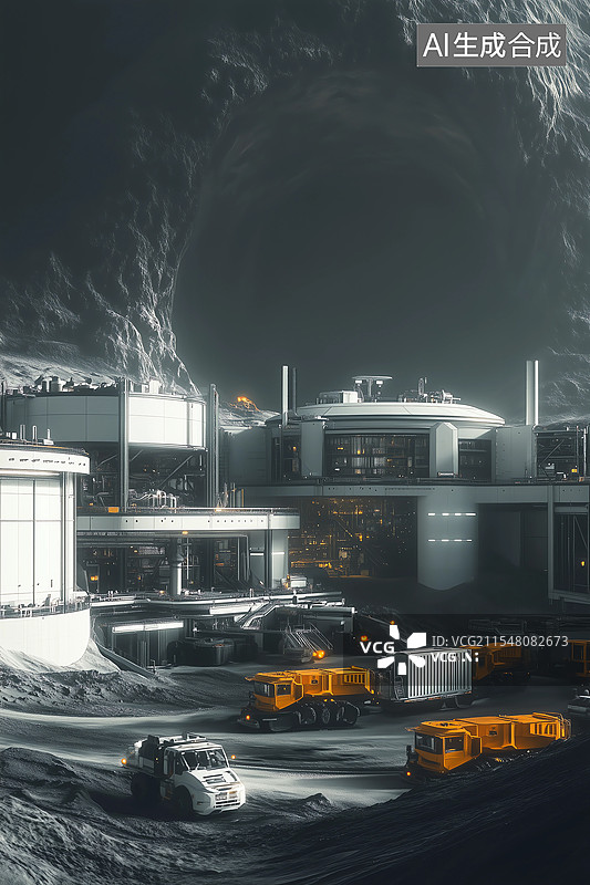【AI数字艺术】月球采矿基地创意概念图图片素材