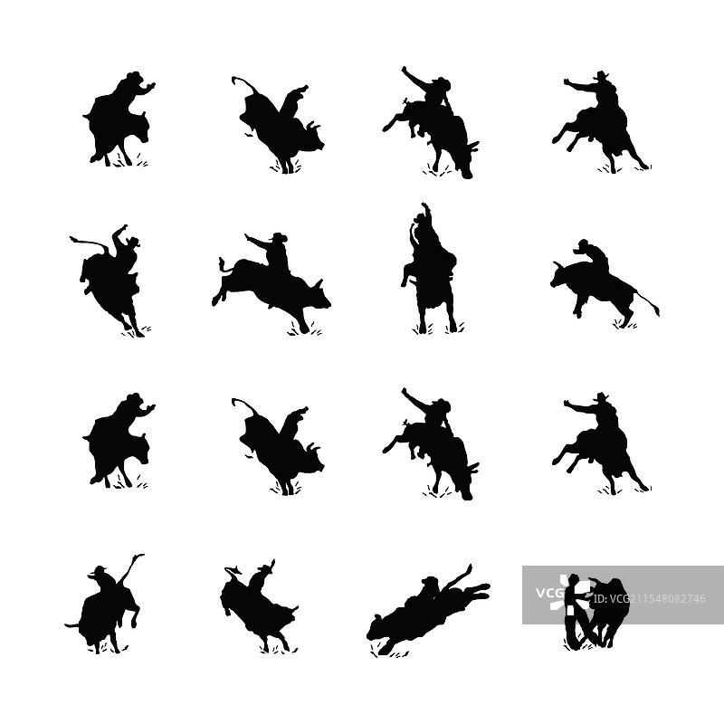 牛仔骑牛者的剪影捕捉动态的牛仔竞技表演图片素材