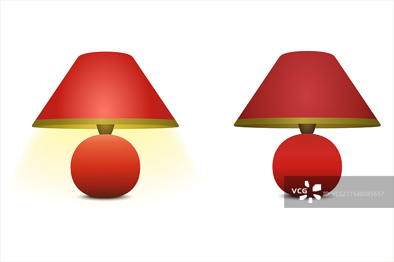 古董台灯，红色灯罩图片素材