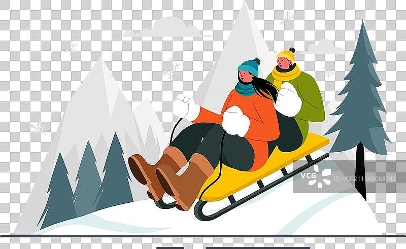 冬季运动的雪橇比赛运动员图片素材