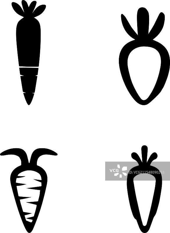 简单的黑白胡萝卜和甜菜根图标图片素材