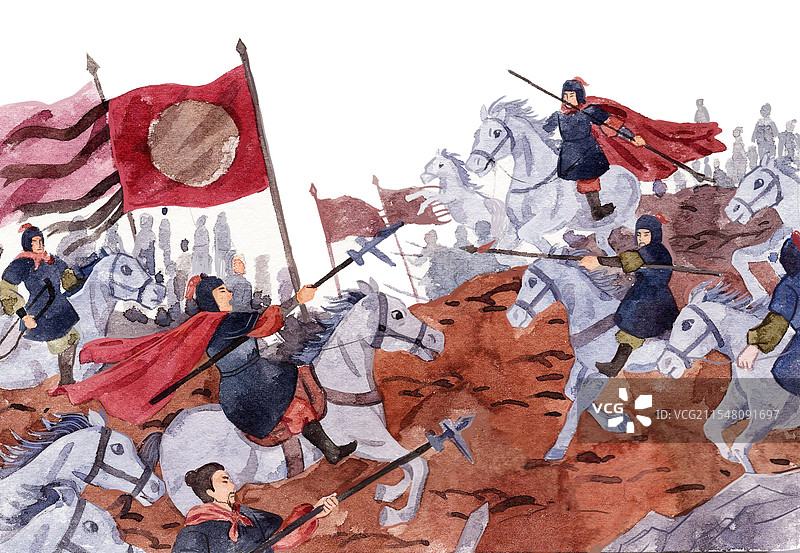 淝水之战插画图片素材