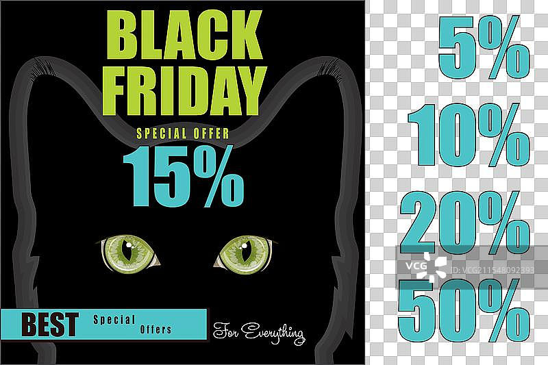 黑色星期五促销，绿眼睛的黑猫图片素材
