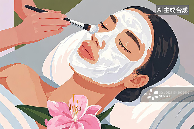 【AI数字艺术】水疗中心美容师敷面膜图片素材