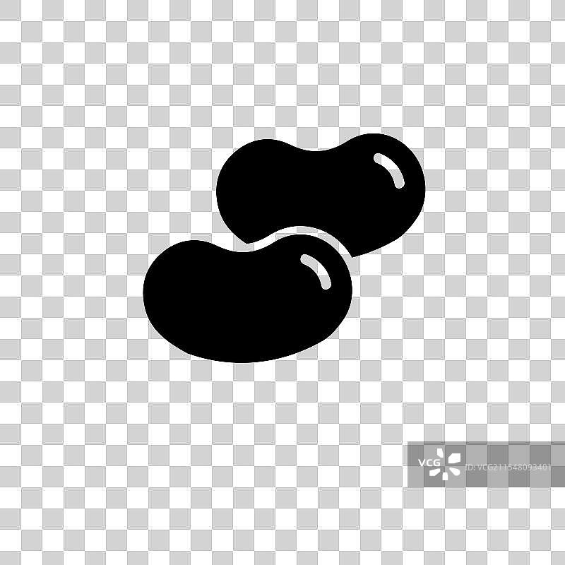 大豆荚大豆固体扁平图标，孤立于背景上图片素材