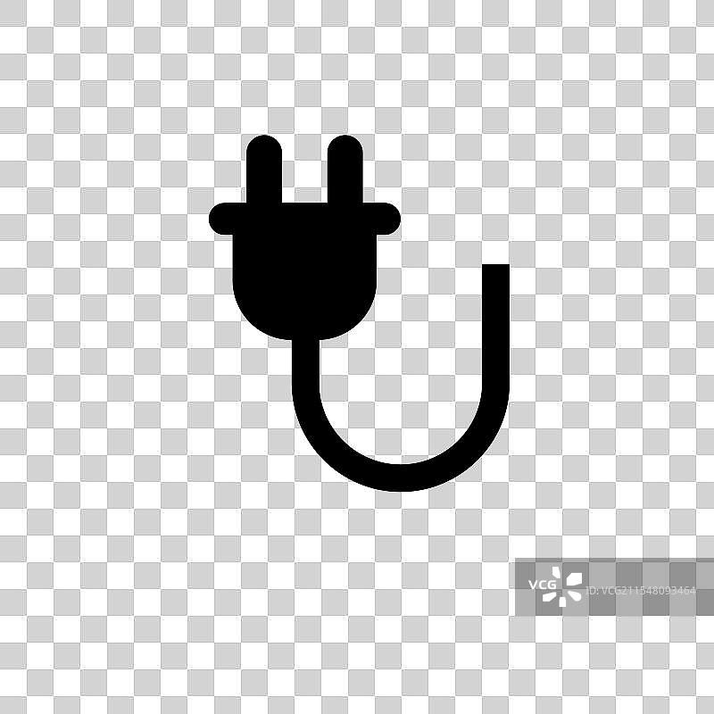 电源插头电缆实心扁平图标孤立于图片素材