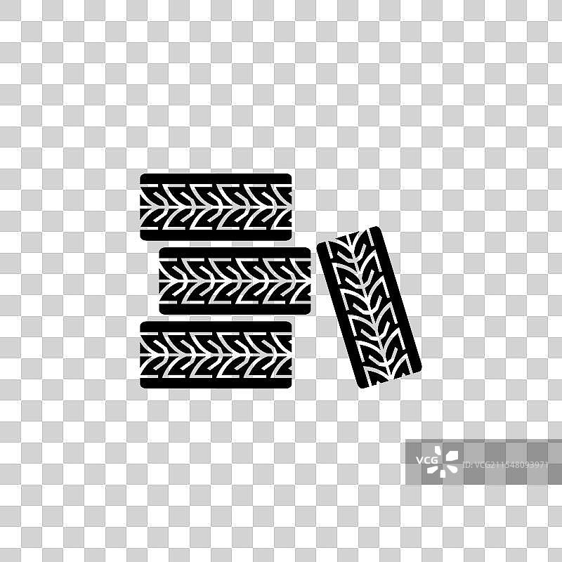 黑色图标描绘了一组轮胎，适合用于图片素材