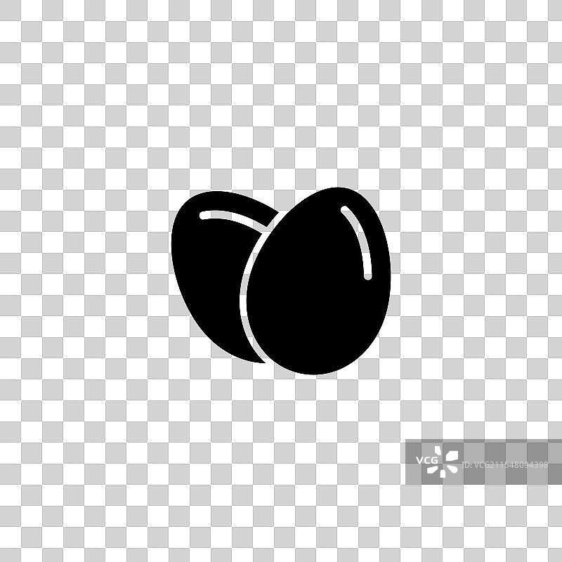 黑色图标，包含两个完整的鸡蛋，适合用于图片素材