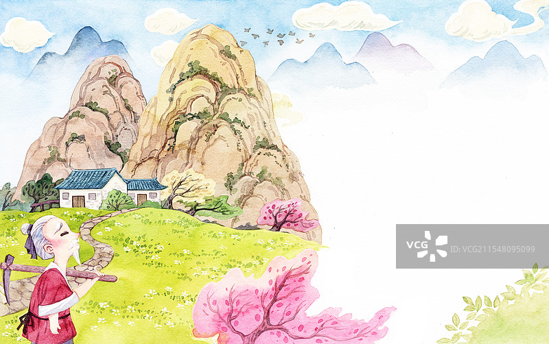 愚公移山插画图片素材