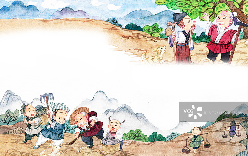愚公移山插画2图片素材