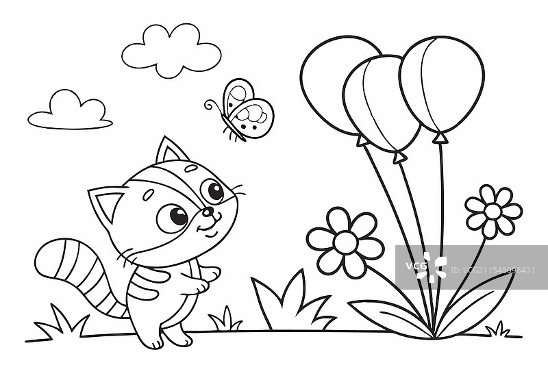 可爱的儿童涂色页图片图片素材