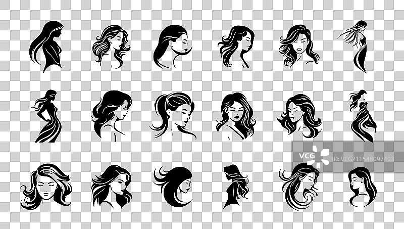 女性时尚女孩系列标志图标图片素材