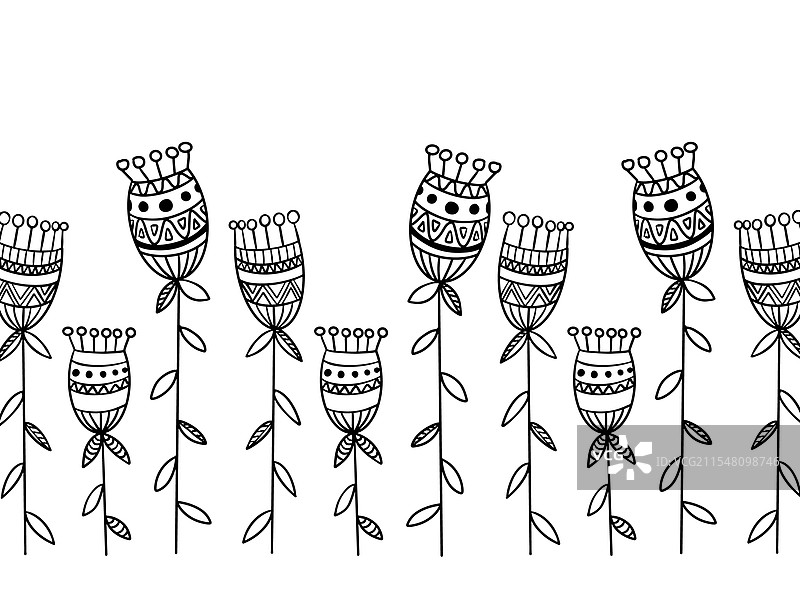 线条艺术花卉图案图片素材