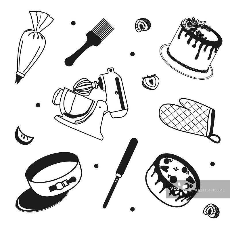 一套蛋糕和糕点工具图片素材